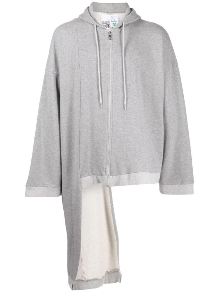 Natasha Zinko asymmetric zip-up cotton hoodie - Grey Cover