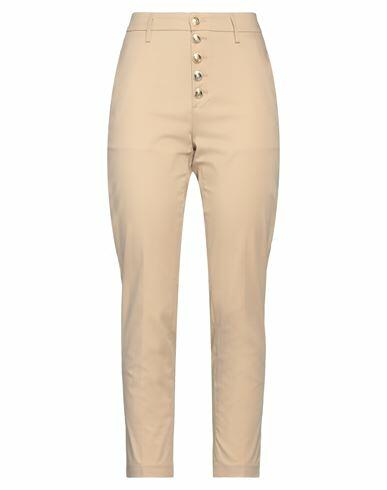 Dondup Woman Pants Beige Cotton, Polyamide, Elastane Cover