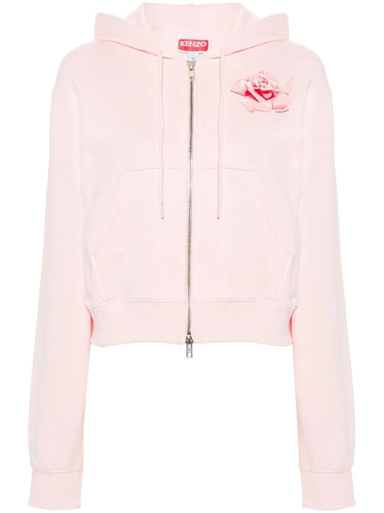 Kenzo rose-print zipped hoodie - Pink Cover