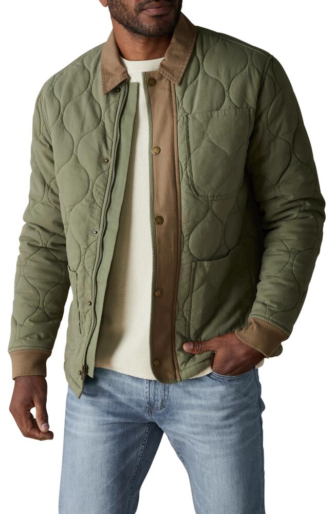 The Normal Brand James Quilted Canvas Liner Jacket in Moss/Cedar Cover