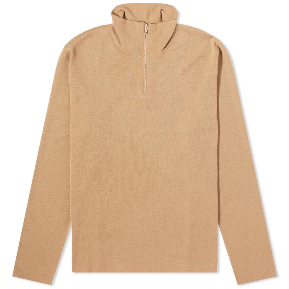 Pangaia Regenerative Merino Knit Slim Half Zip Sweater in Camel Cover