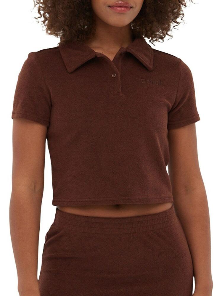 Bench. Women's Filby Terry Cropped Polo - Shaved Chocolate Cover