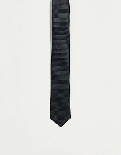 ASOS DESIGN satin skinny tie in black Cover