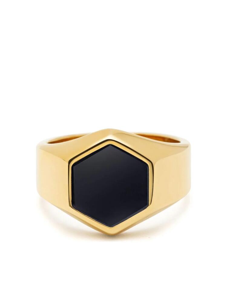 Nialaya Jewelry hexagon-shaped matte-stone ring - Gold Cover