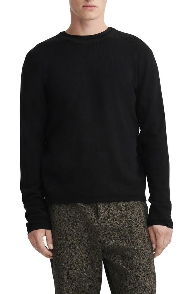 rag & bone Harvey Crewneck Cotton & Linen Sweater in Black/Black Cover