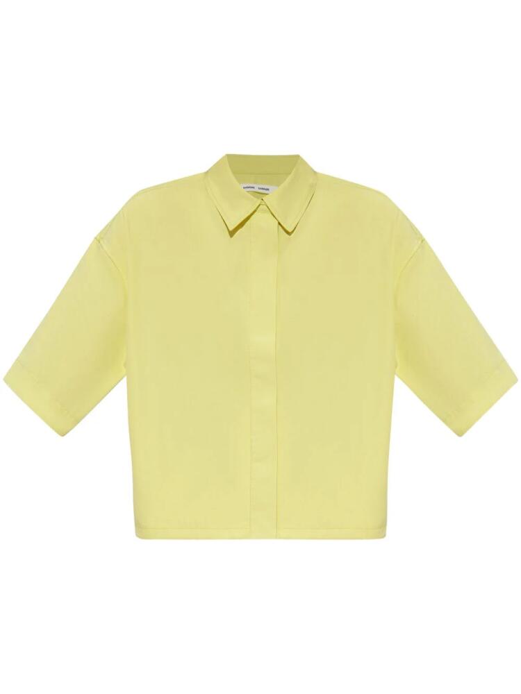 SAMSOE SAMSOE drawstring-waist cropped shirt - Yellow Cover