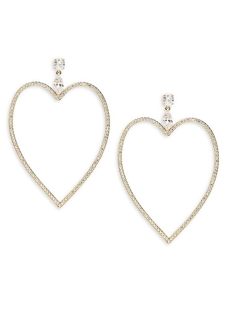 Adriana Orsini Women's 18K Goldplated & Cubic Zirconia Heart Drop Earrings Cover