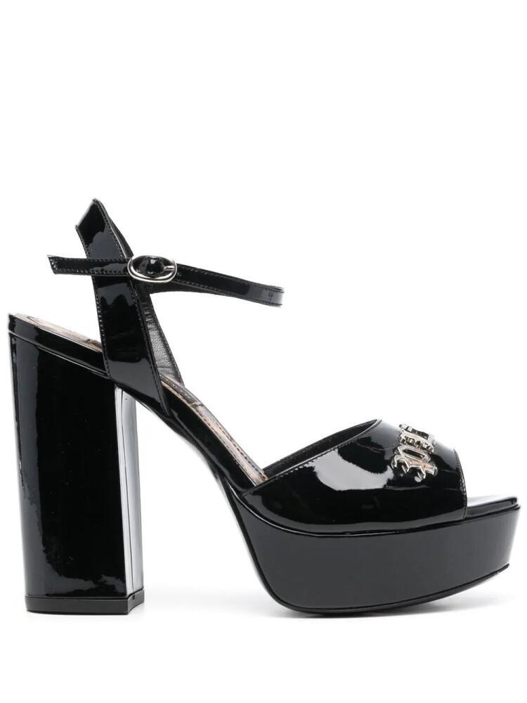 Philipp Plein 100mm logo-plaque platform sandals - Black Cover