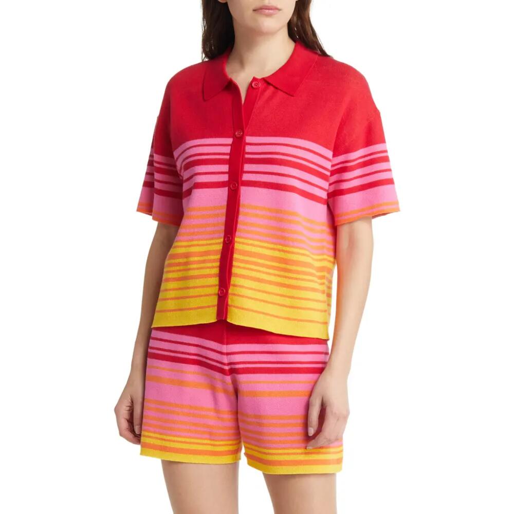 Monrow Sunset Stripe Polo Sweater Cover