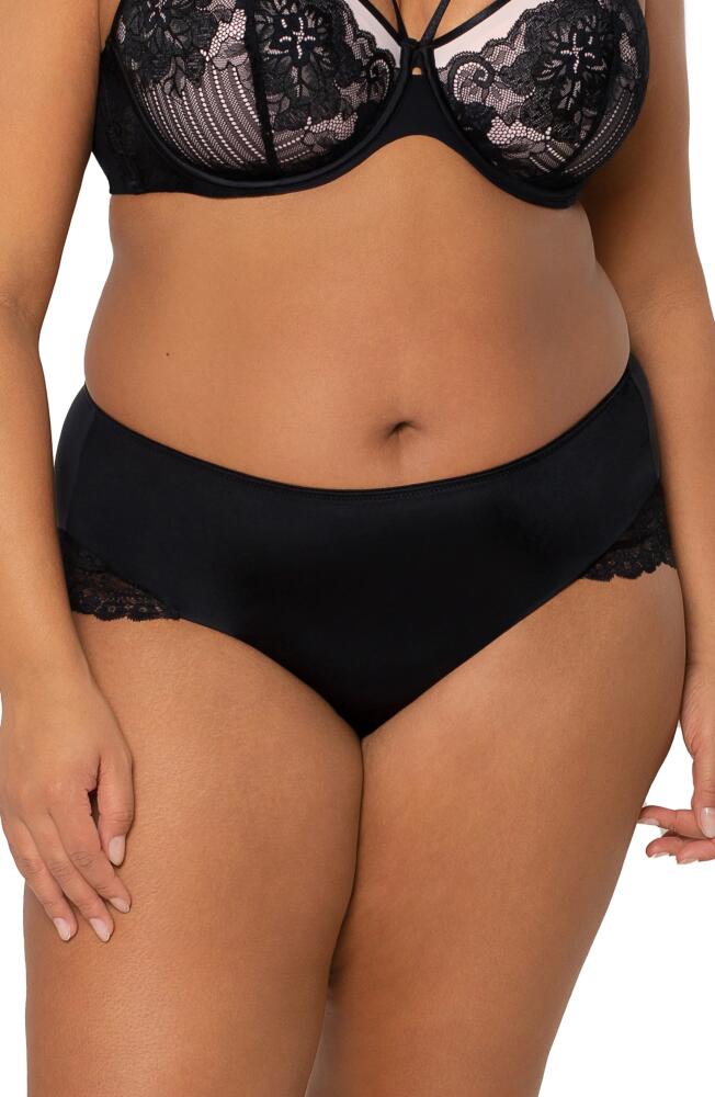 Curvy Couture Tulip Lace Trim Briefs in Black Cover