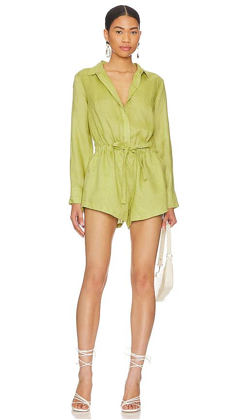 Seafolly Linen Playsuit in Green Cover