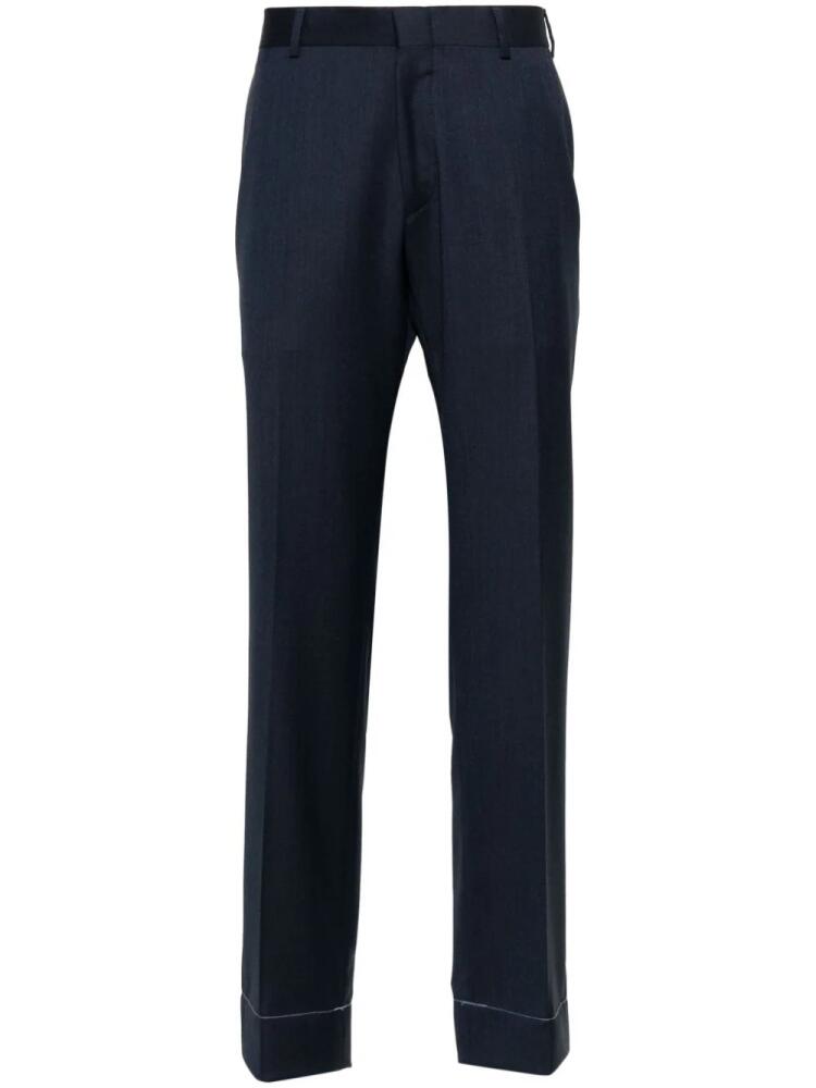 Brioni pressed-crease concealed-fastening tailored trousers - Blue Cover