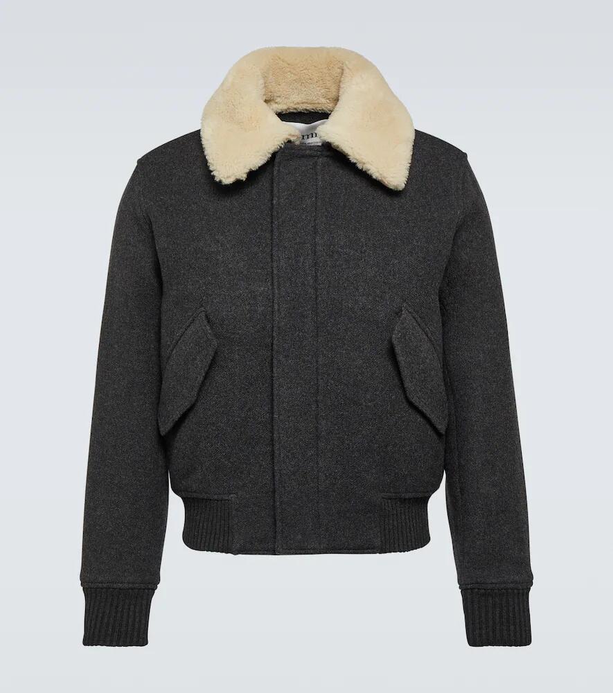 Ami Paris Shearling-trimmed wool jacket Cover