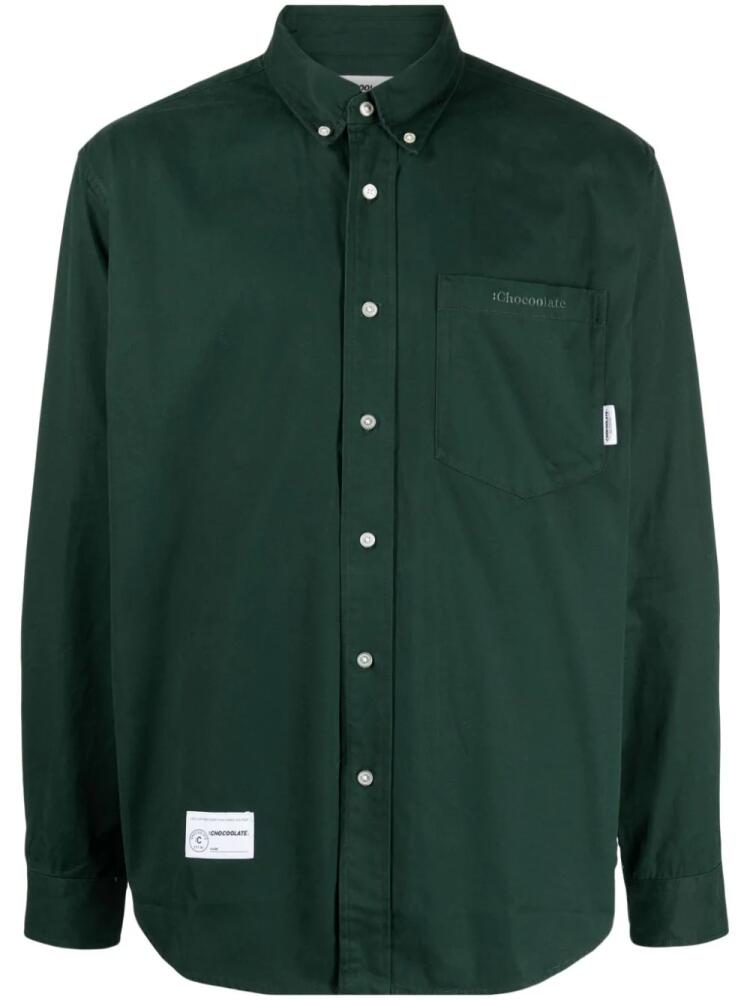 CHOCOOLATE logo-patch cotton shirt - Green Cover