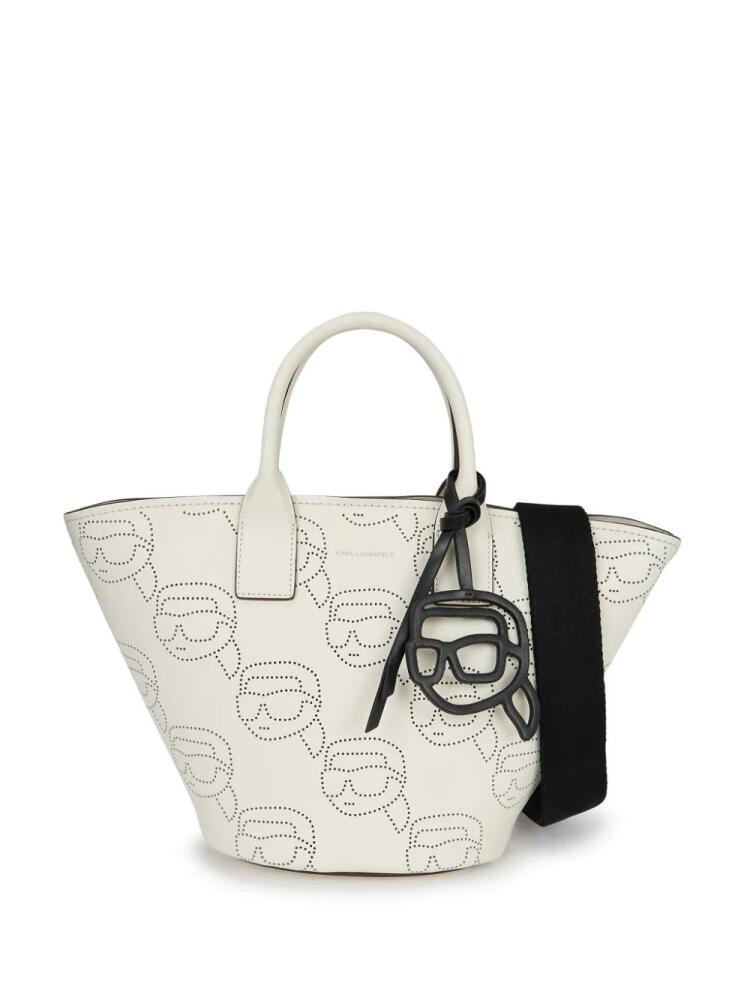 Karl Lagerfeld Ikon perforated leather tote bag - White Cover