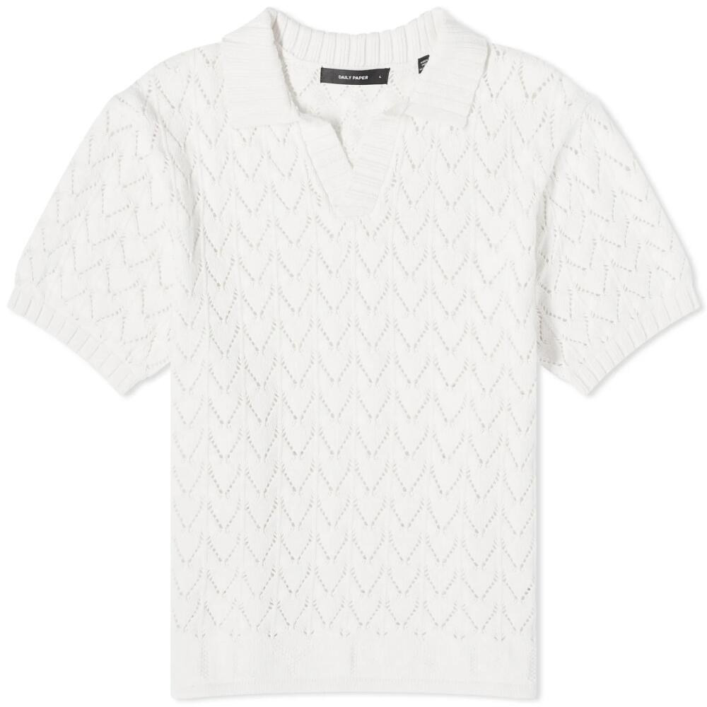 Daily Paper Men's Yinka Relaxed Short Sleeve Polo Shirt in White Cover