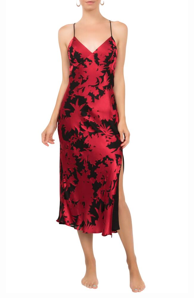 Everyday Ritual Joan Floral Strappy Nightgown in Red Black Floral Cover