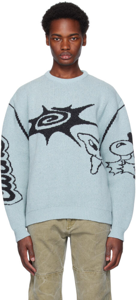 Carne Bollente SSENSE Exclusive Blue Cartoon Wetwork Sweater Cover