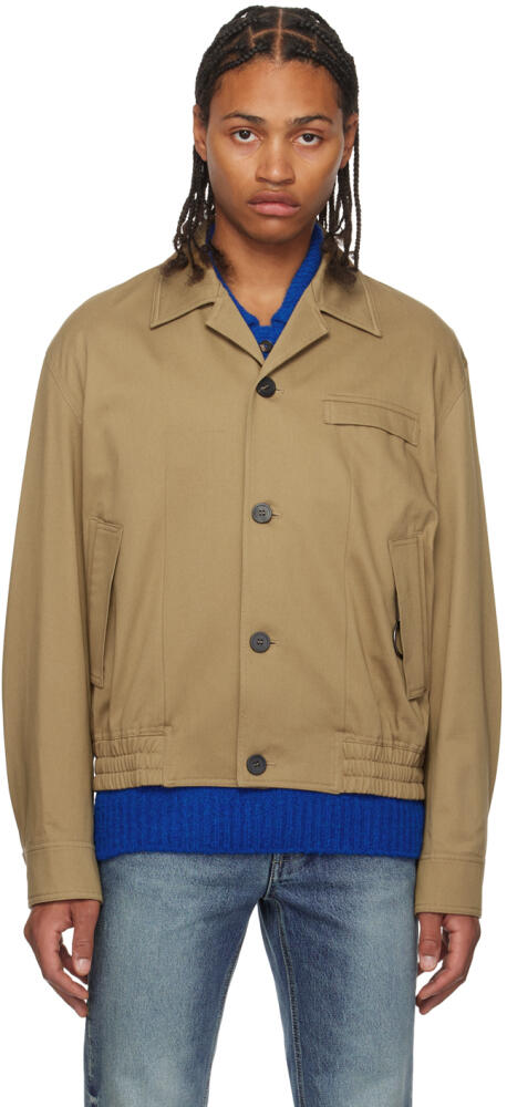 Solid Homme Beige Open Spread Collar Jacket Cover