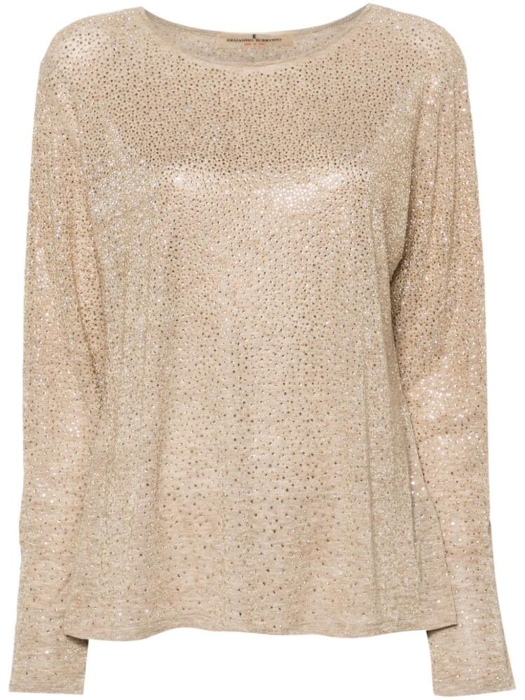 Ermanno Scervino crystal-embellished T-shirt - Neutrals Cover