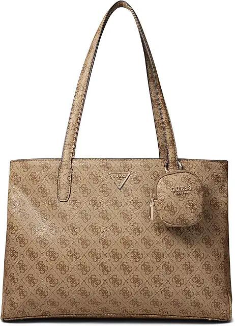 GUESS Power Play Tech Tote (Latte Logo) Tote Handbags Cover