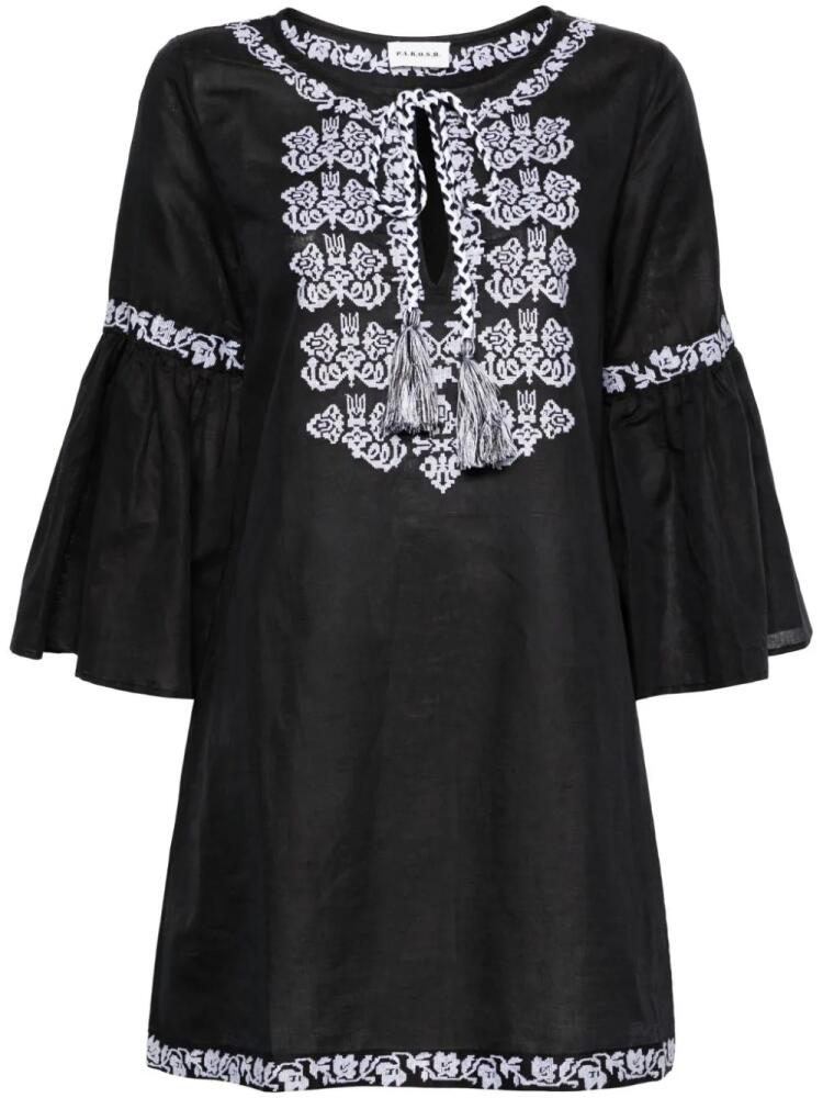 P.A.R.O.S.H. Ciclone floral-embroidered minidress - Black Cover