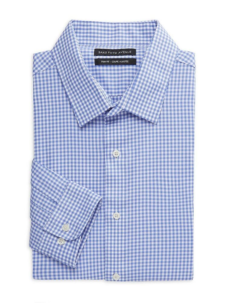 Saks Fifth Avenue Men's Trim Fit Check Dress Shirt - Blue Cover