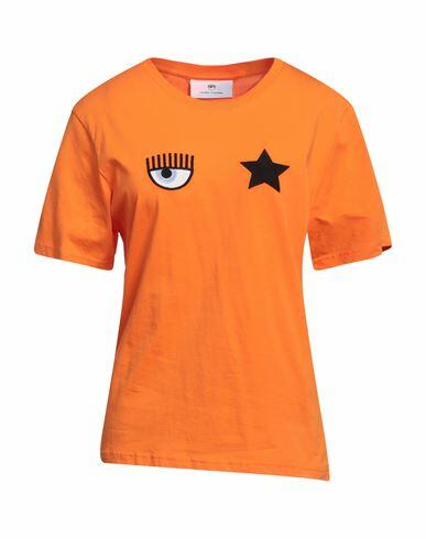 Chiara Ferragni Woman T-shirt Orange Cotton Cover