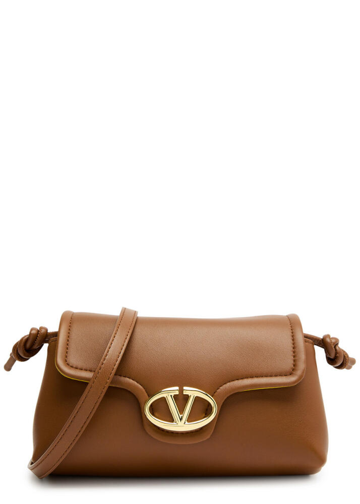 Valentino VLogo Mini Leather Drawstring Pouch - Tan Cover