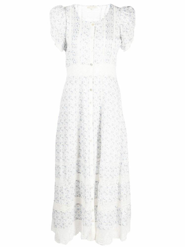 LoveShackFancy floral-print buttoned midi dress - White Cover