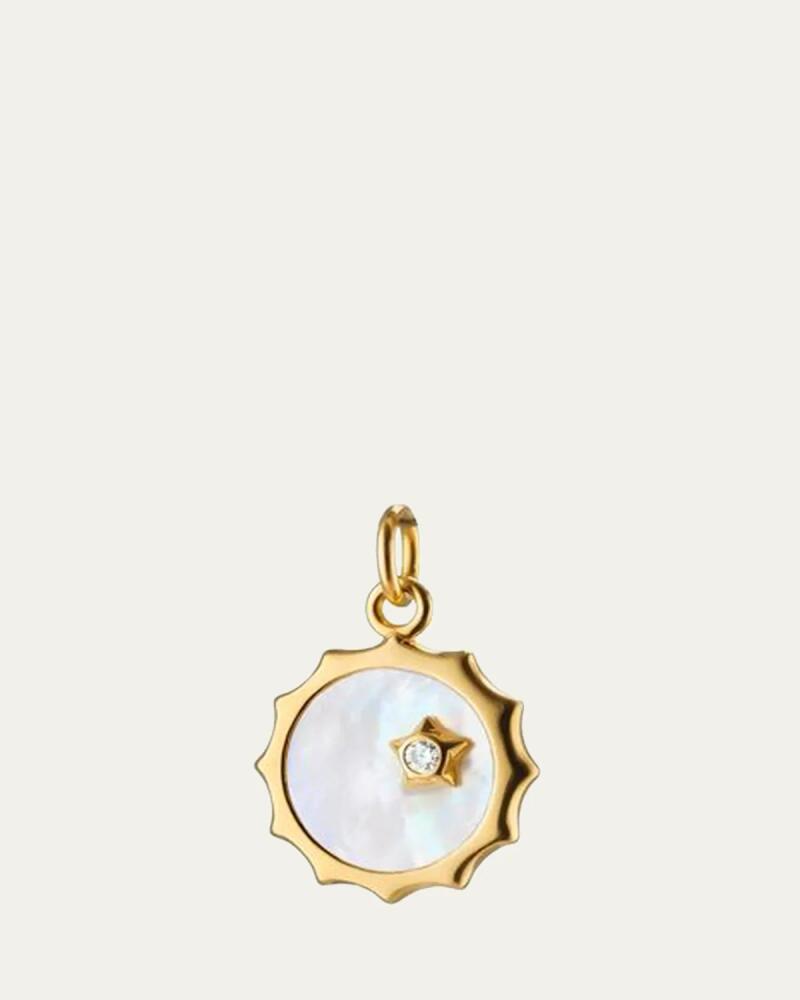 Monica Rich Kosann 18K Yellow Gold Sun Shaped Pendant With White Mop And Accent Star Bezel Set Diamond Cover