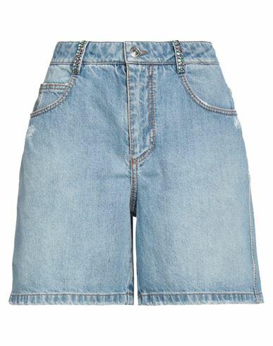 Ermanno Scervino Woman Denim shorts Blue Cotton, Glass, Brass Cover