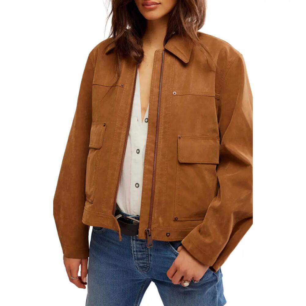 Free People Blair Faux Suede Jacket in Caramel Cafe Cover