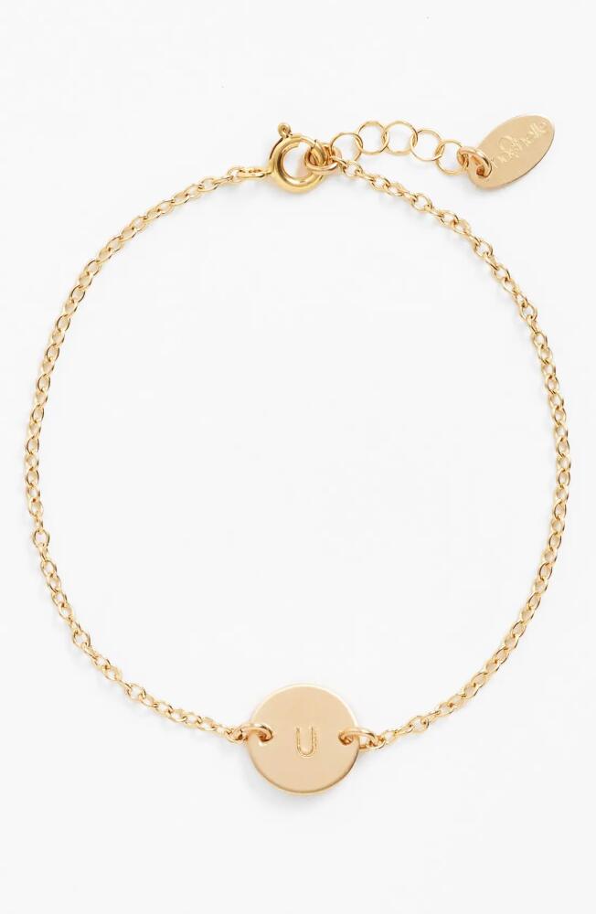 Nashelle Initial Mini Disc Bracelet in 14K Gold Fill U Cover