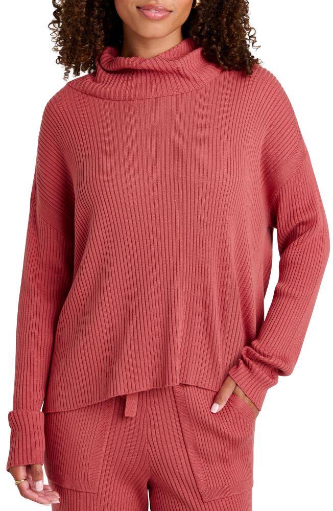 Splendid Georgie Cowl Neck Rib Sweater in Poppy Cover