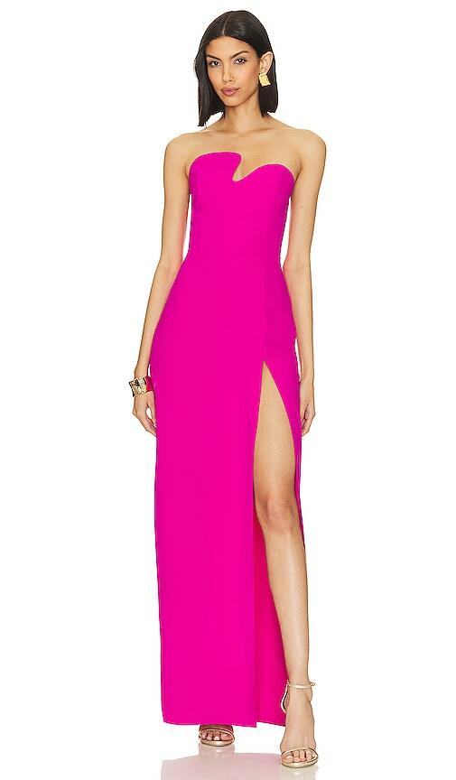 Amanda Uprichard X Revolve Strapless Puzzle Gown in Fuchsia Cover