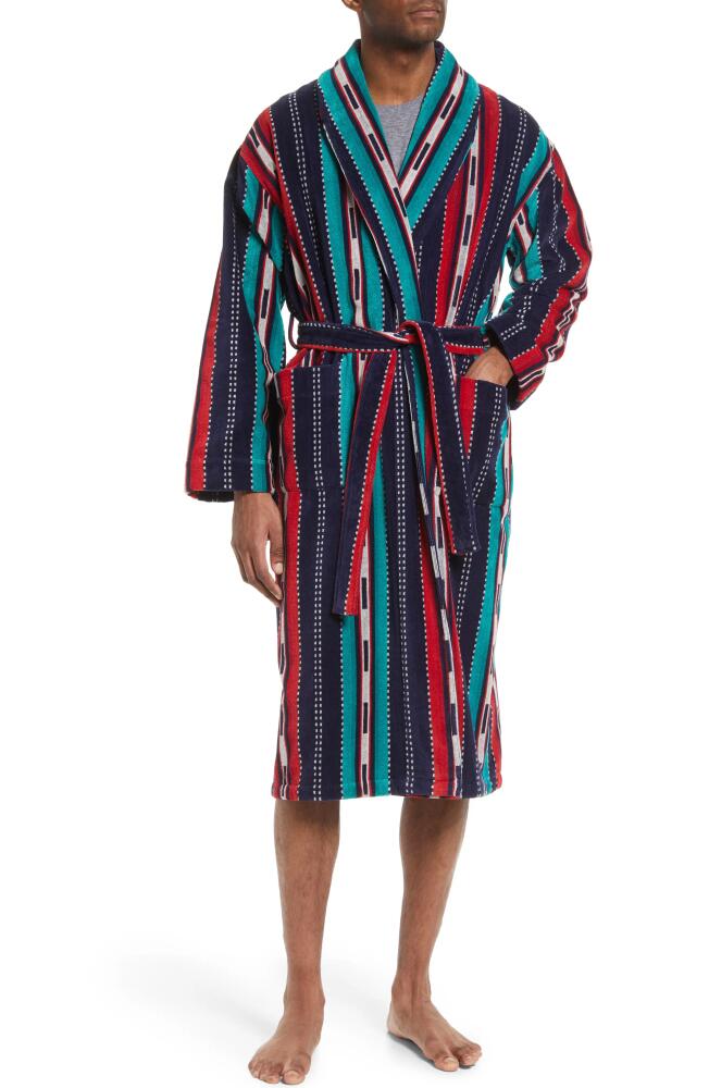 Majestic International Men's Gifted Cotton Terry Velour Robe in Multi Cover