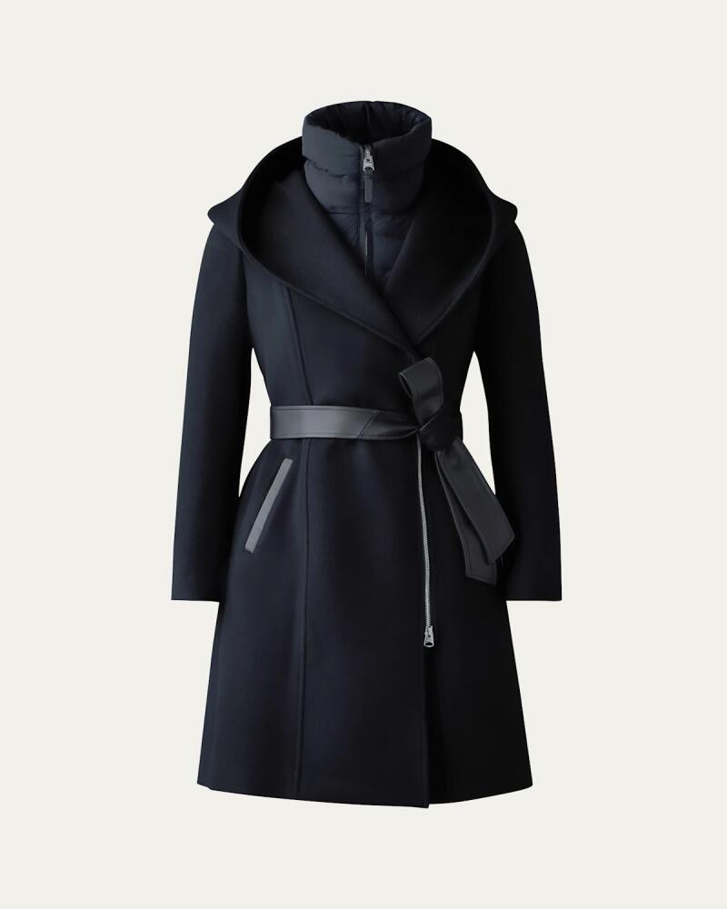 Mackage Shia 2-in-1 Double-Face Wool Coat with Removable Bib Cover