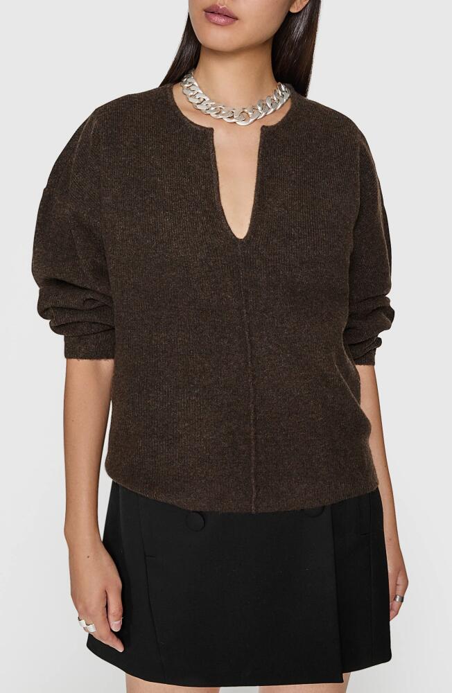 Rebecca Minkoff Harper Split Neck Sweater in Chestnut Cover