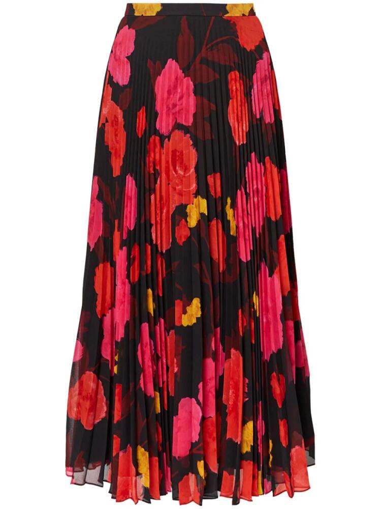 ERDEM floral-print pleated midi skirt - Black Cover