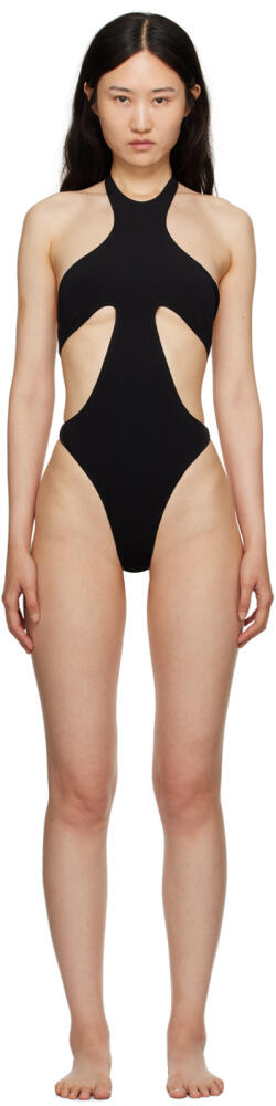 Mugler Black Cutout Swimsuit Cover