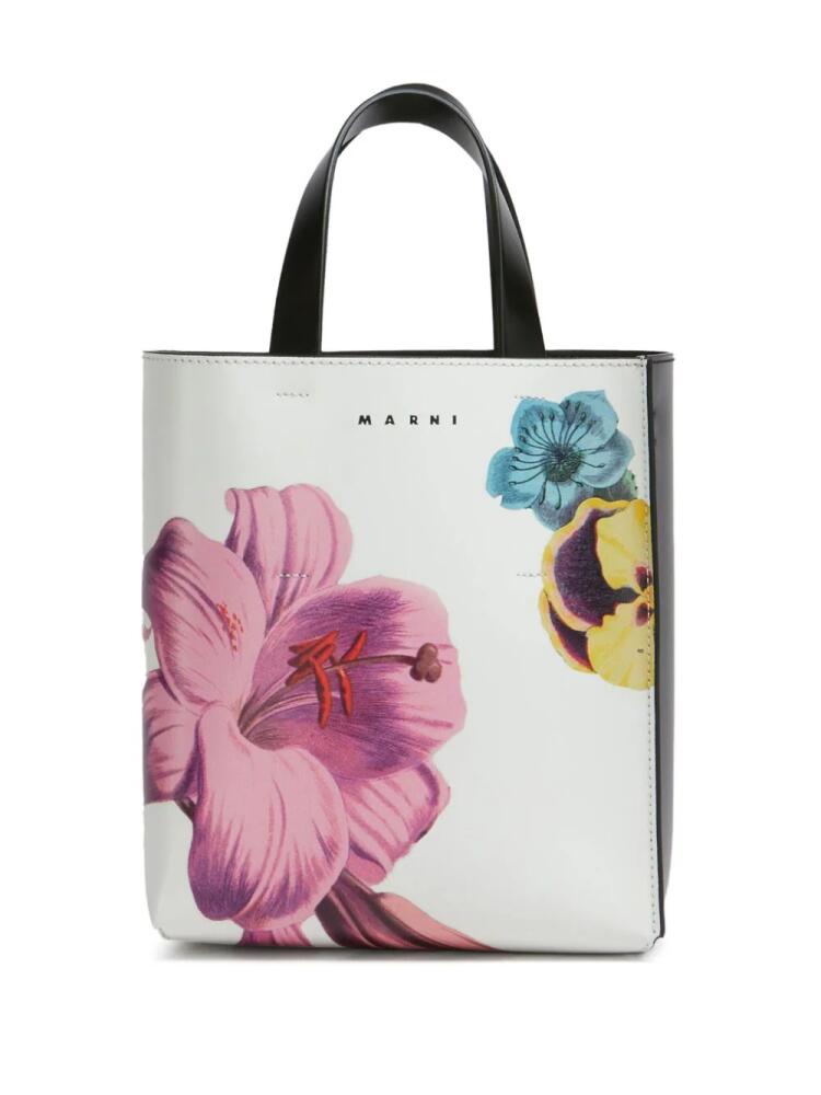 Marni small Museo floral-print tote bag - White Cover