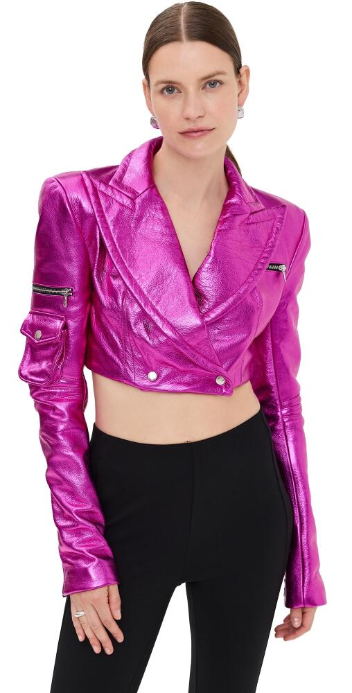 LaQuan Smith Cropped Utility Blazer Fuchsia Cover