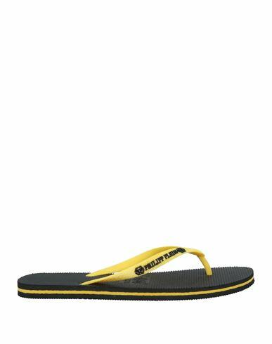 Philipp Plein Man Thong sandal Yellow Rubber Cover