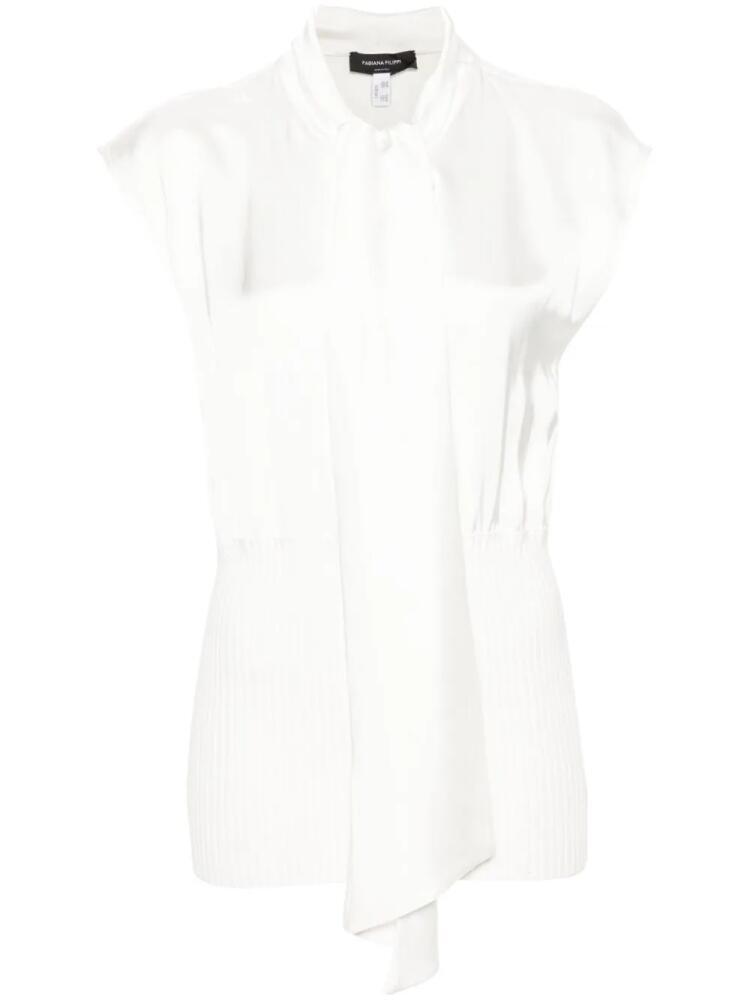 Fabiana Filippi tied-neck panelled blouse - White Cover