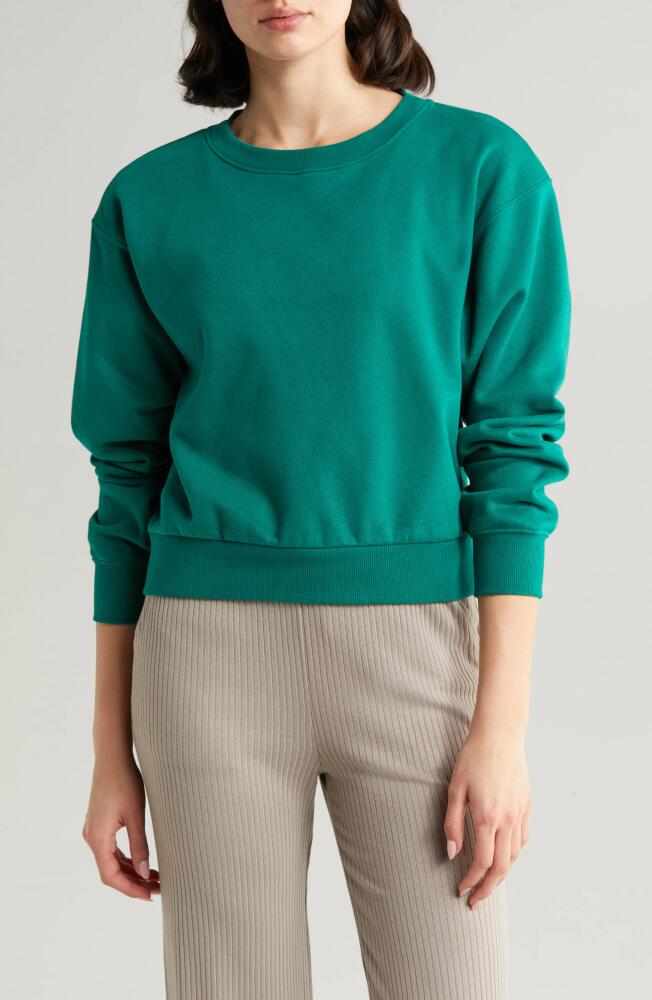 Beyond Yoga On the Go Crewneck Sweatshirt in Meadow Green Cover