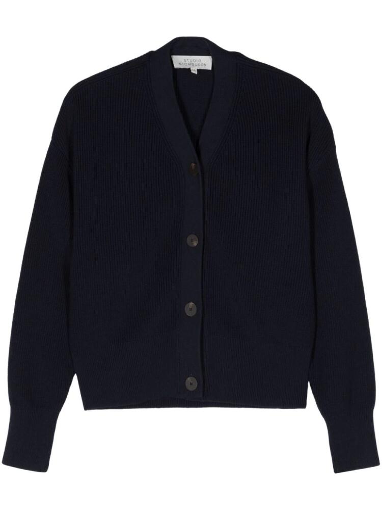 Studio Nicholson Hana cotton cropped cardigan - Blue Cover