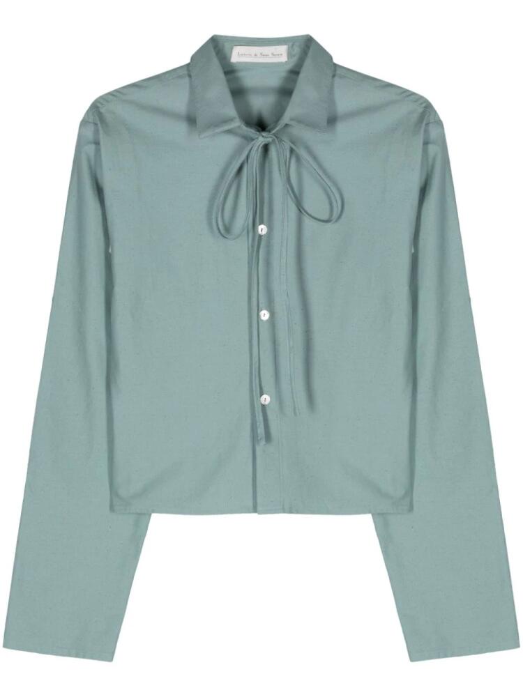 Ludovic de Saint Sernin tied-neck cropped shirt - Blue Cover