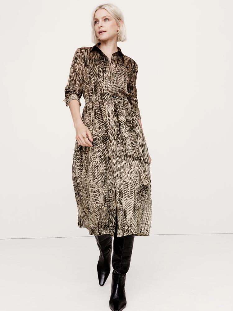 Banana Republic Oversized Snake-Print Midi Shirtdress Cover