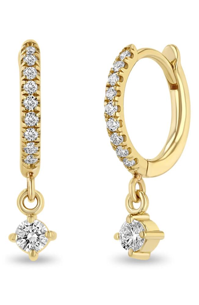 Zoë Chicco Diamond Drop Huggie Hoop Earrings in Yellow Gold Cover